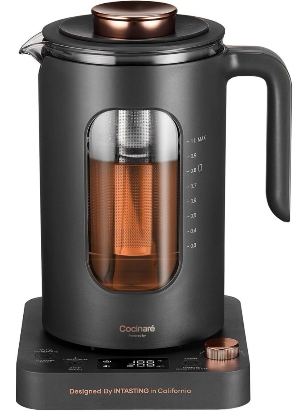 Electric Tea Kettle with Infuser, Precise ±1℉ Temp Control, 1L Capacity